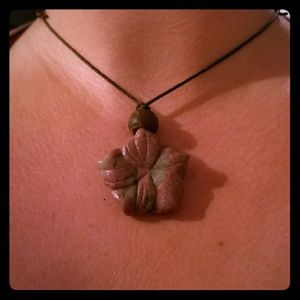 Vintage Handmade Agate Flower Necklace